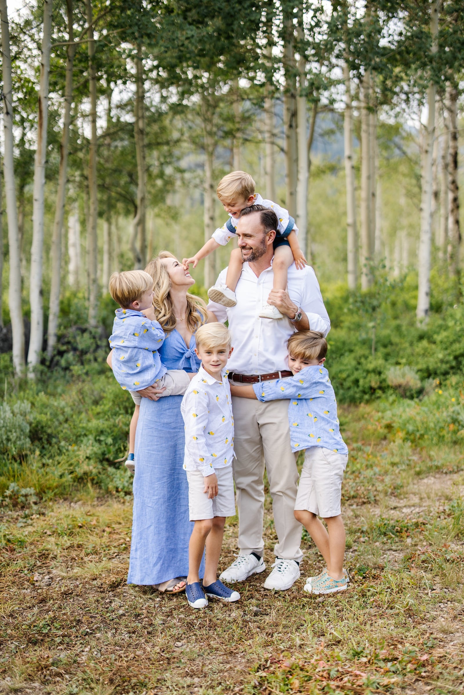 Photo of a Family with four boys in the Aspens in Park City