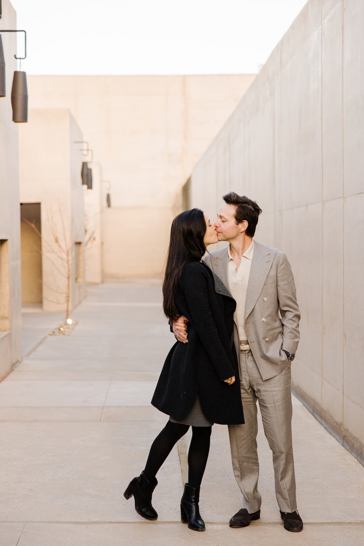 Couple kissing at the Amangiri Resort in the desert