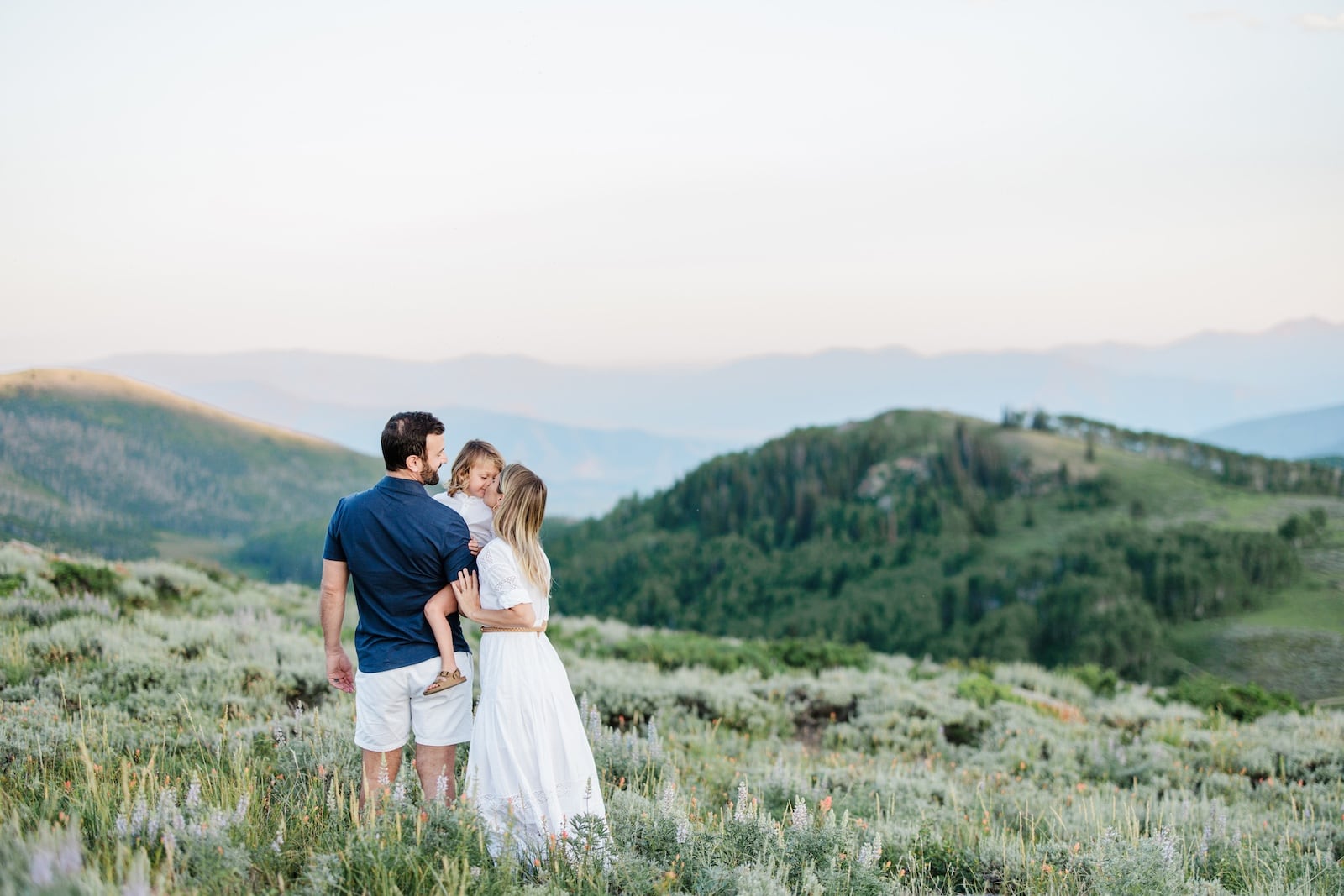 Beautiful family on top of a mountain in Park City