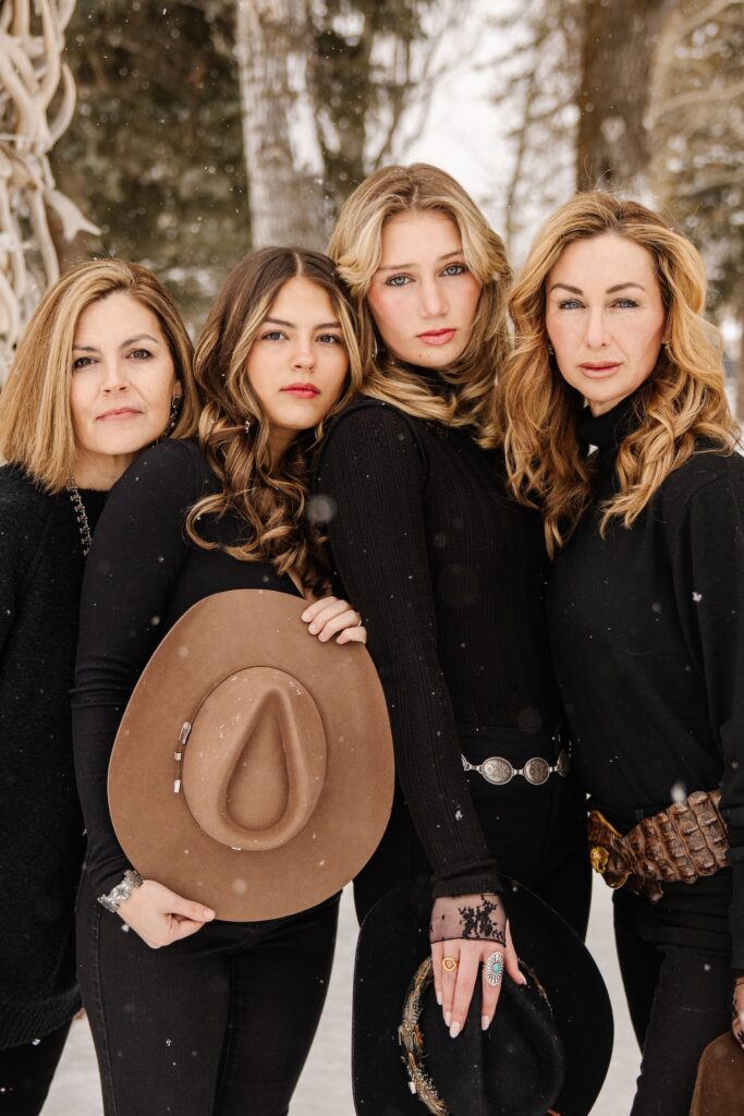 Winter photo shoot in Jackson Hole Wyoming at the Iconic Town Square