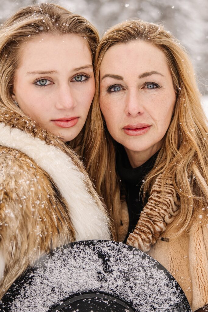 Mother Daughter photos in the Winter in Jackson Hole. 